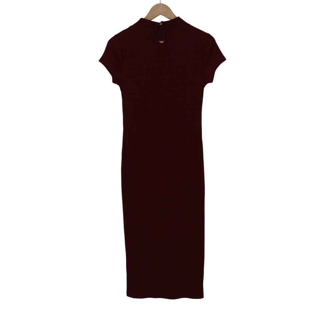 Charlotte Russe Burgundy Ribbed Mock Neck Midi Dress Size M - Picture 5 of 6